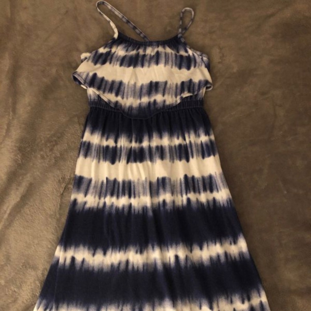 Girls blue white tie dye maxi dress sundress
